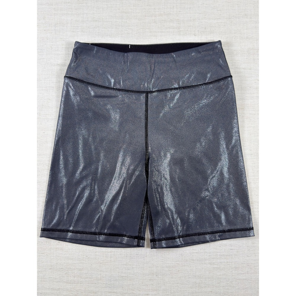 Victoria Sport Metallic Gunmetal Biker Shorts High Waist Grey Athletic Small